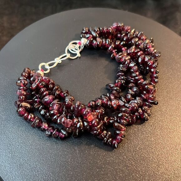 Rhodolite Garnet Beads Bracelet 925 sterling silver clasp. NWT. 7.25” - Picture 5 of 8